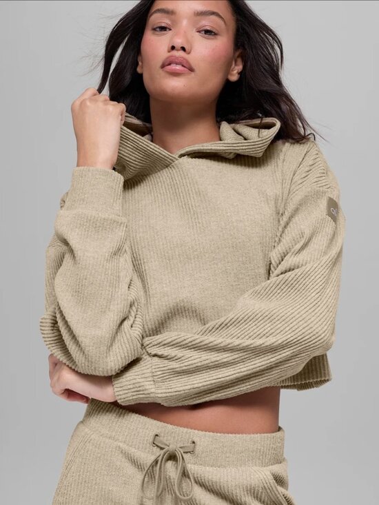 ALO Yoga Tops - Alo Muse Hoodie Gravel Heather Medium